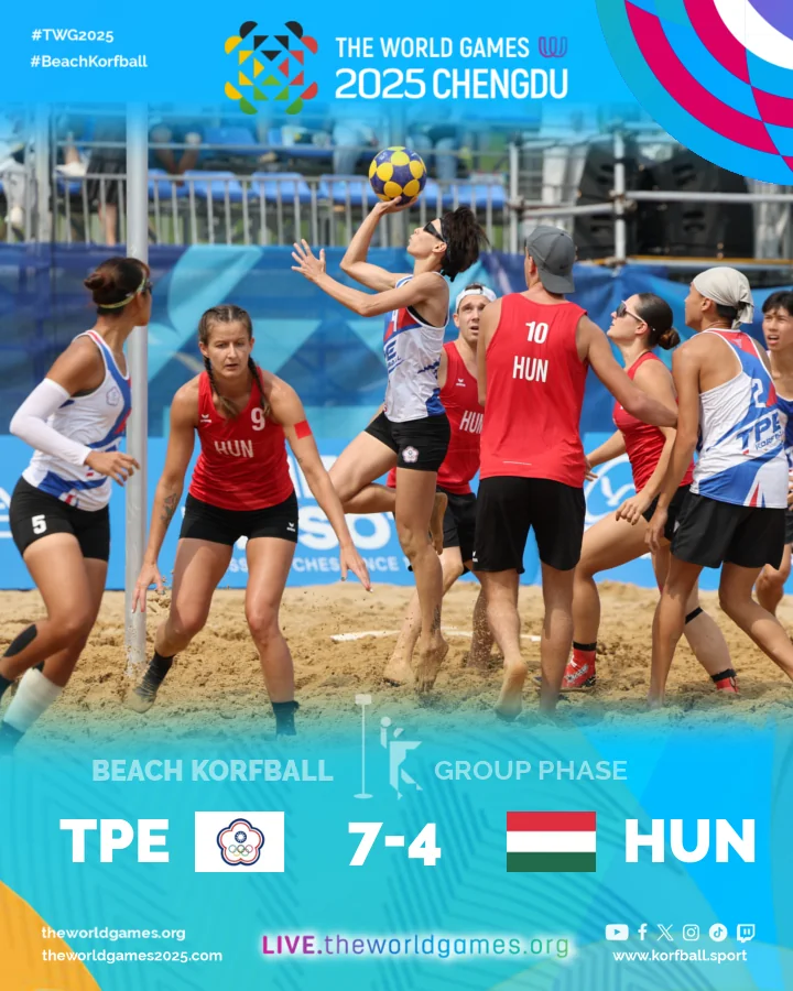 Final score, Chinese Taipei-Hungary | Beach Korfball at The World Games 2025