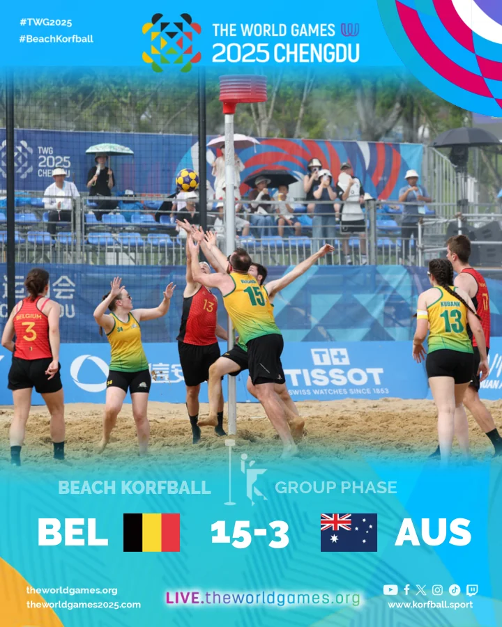 Final score, Belgium-Australia | Beach Korfball at The World Games 2025