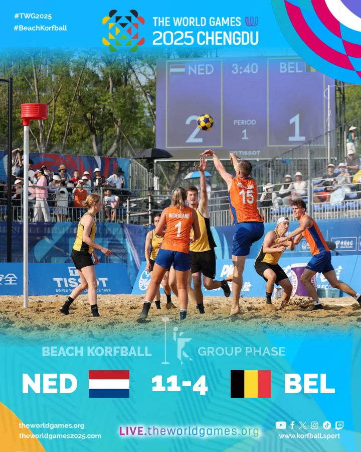 Final score, Netherlands - Belgium | Beach Korfball at The World Games 2025