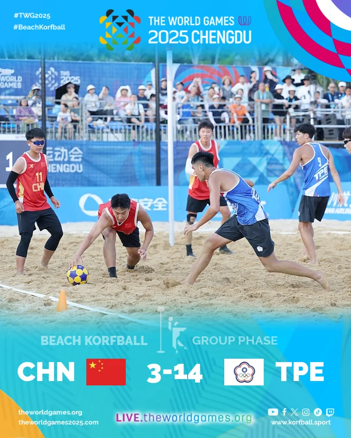 Final score, China - Chinese Taipei | Beach Korfball at The World Games 2025