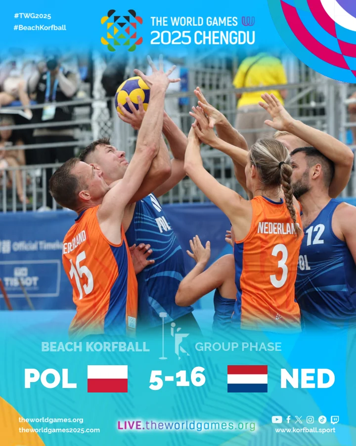 Final score, Poland-Netherlands | Beach Korfball at The World Games 2025