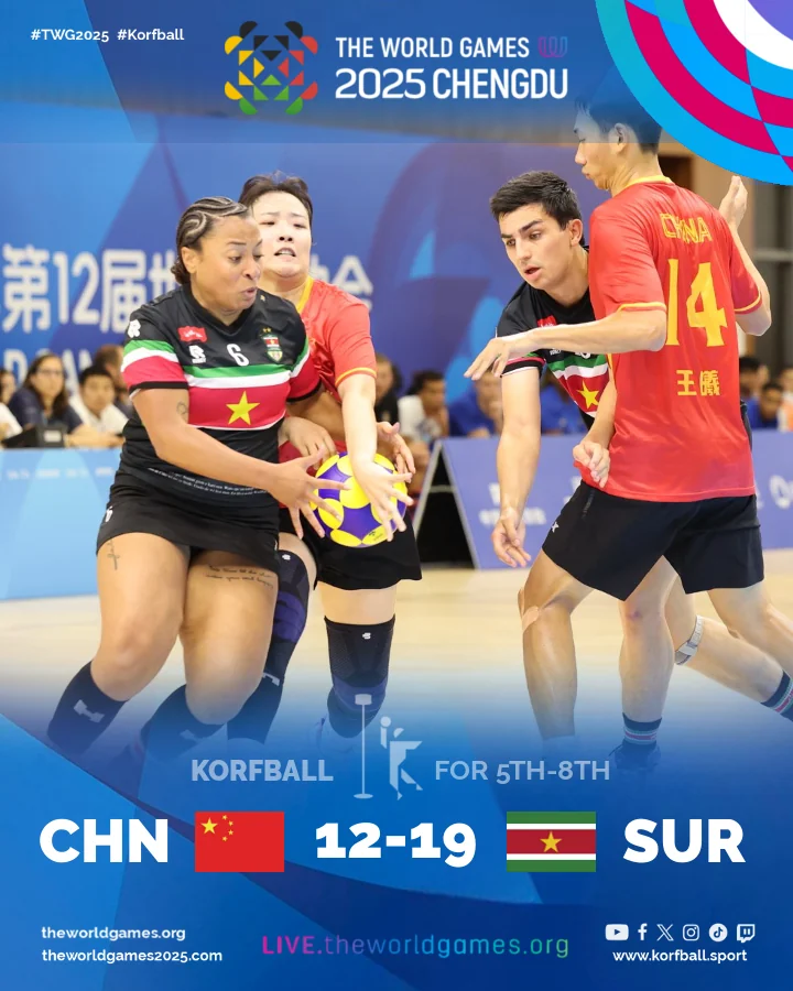 Final score, China-Suriname | SF4 | Korfball at The World Games 2025