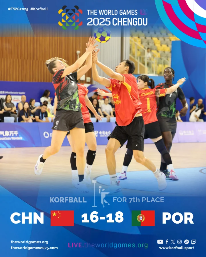 Final score, China-Portugal | For 7/8 | Korfball at The World Games 2025