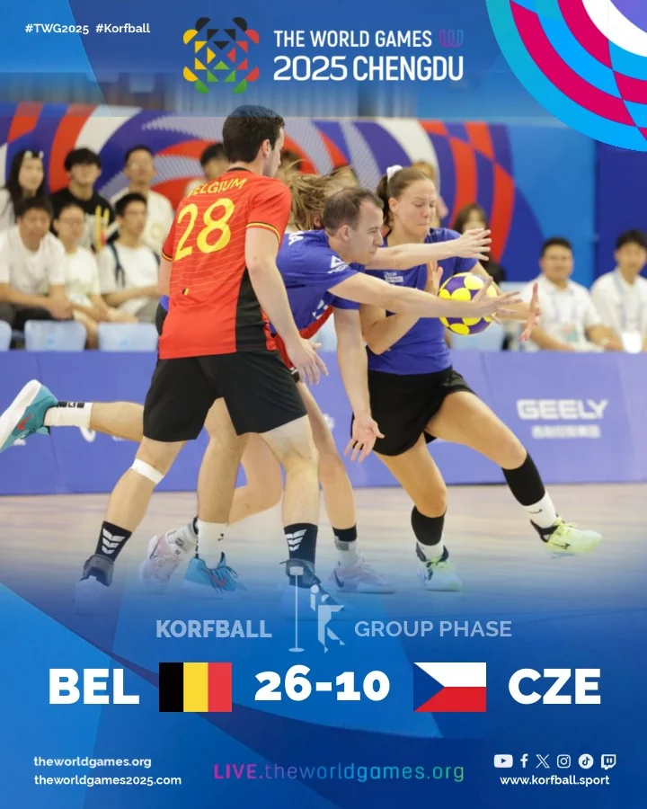 Final score, Belgium - Czechia | Korfball at The World Games 2025