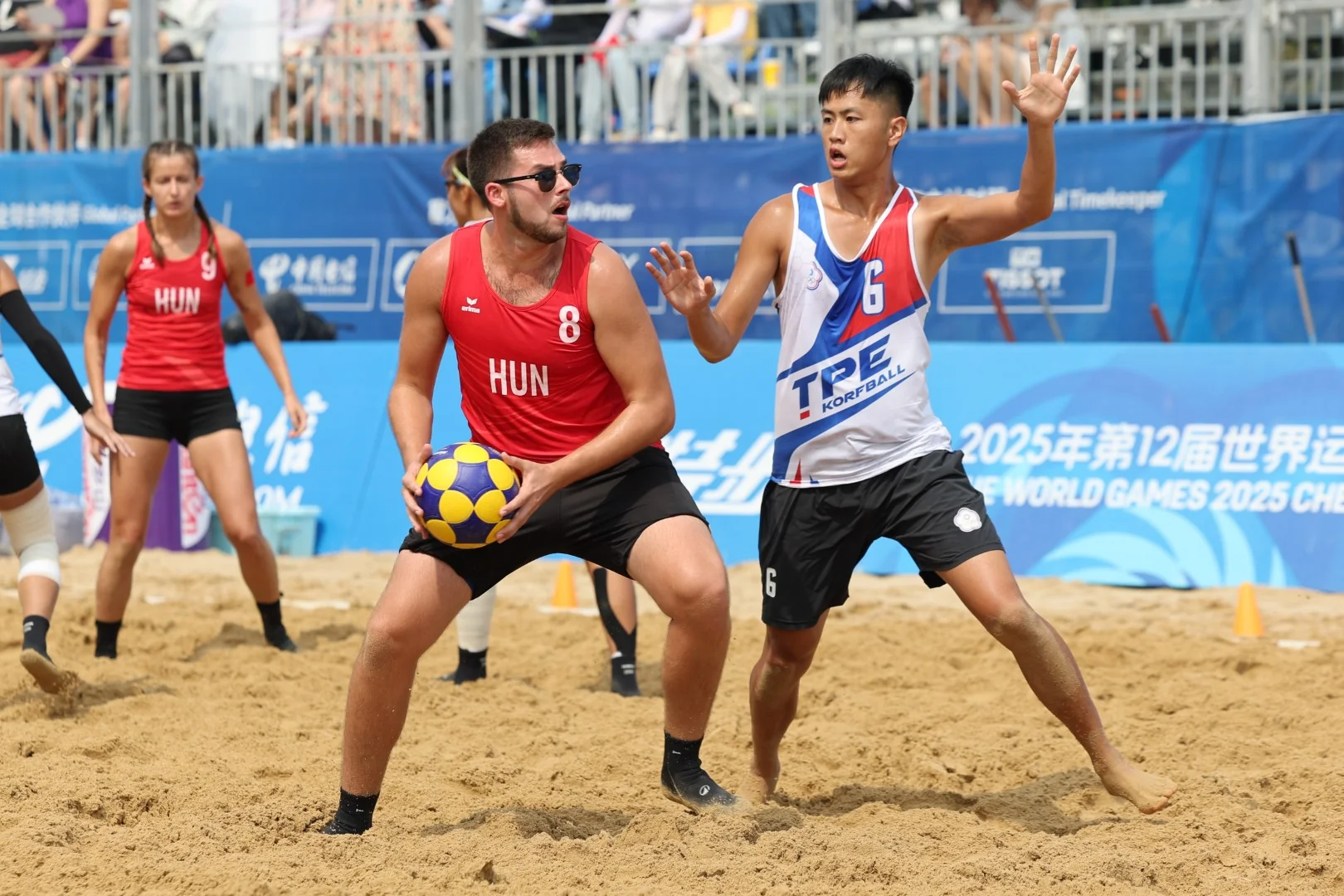 Chinese Taipei-Hungary | Beach Korfball at The World Games 2025, photo by Gertrude de Vries