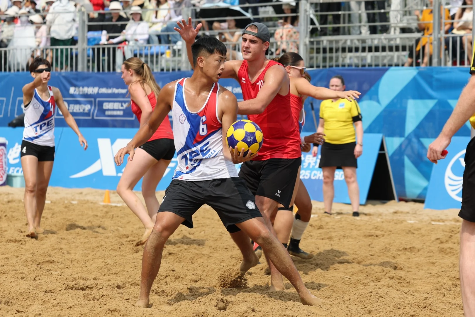 Chinese Taipei-Hungary | Beach Korfball at The World Games 2025, photo by Gertrude de Vries