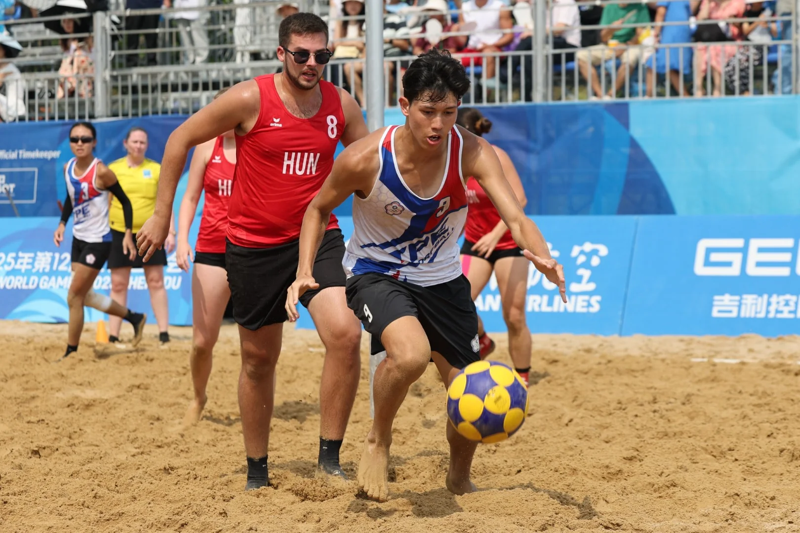 Chinese Taipei-Hungary | Beach Korfball at The World Games 2025, photo by Gertrude de Vries