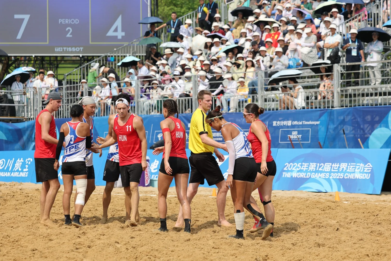 Chinese Taipei-Hungary | Beach Korfball at The World Games 2025, photo by Gertrude de Vries