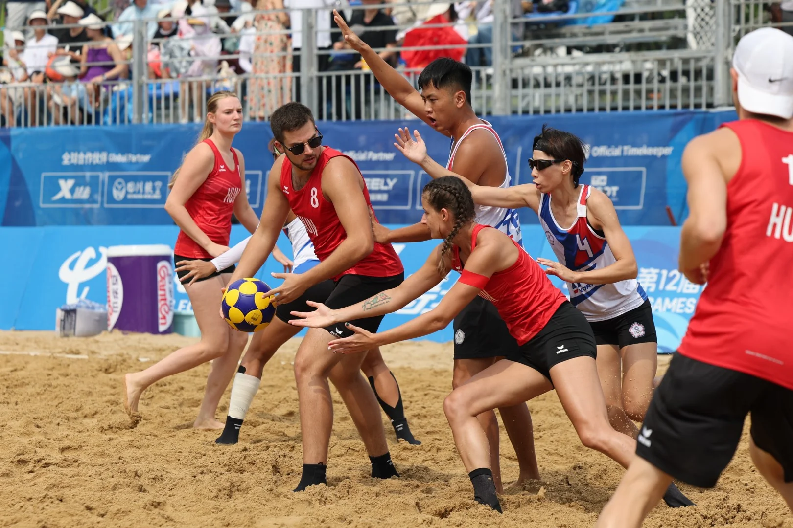 Chinese Taipei-Hungary | Beach Korfball at The World Games 2025, photo by Gertrude de Vries