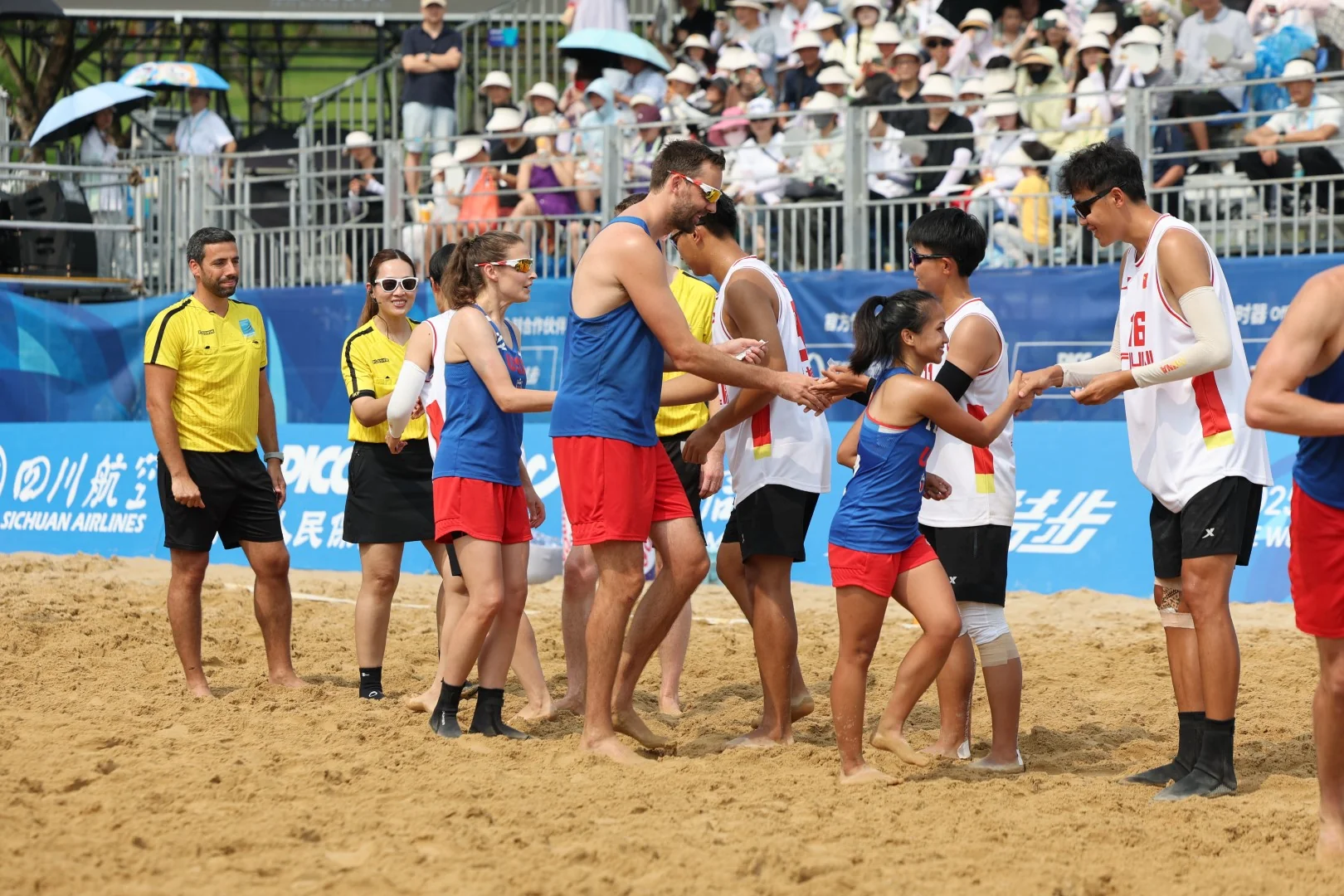 China-USA | Beach Korfball at The World Games 2025, photo by Gertrude de Vries