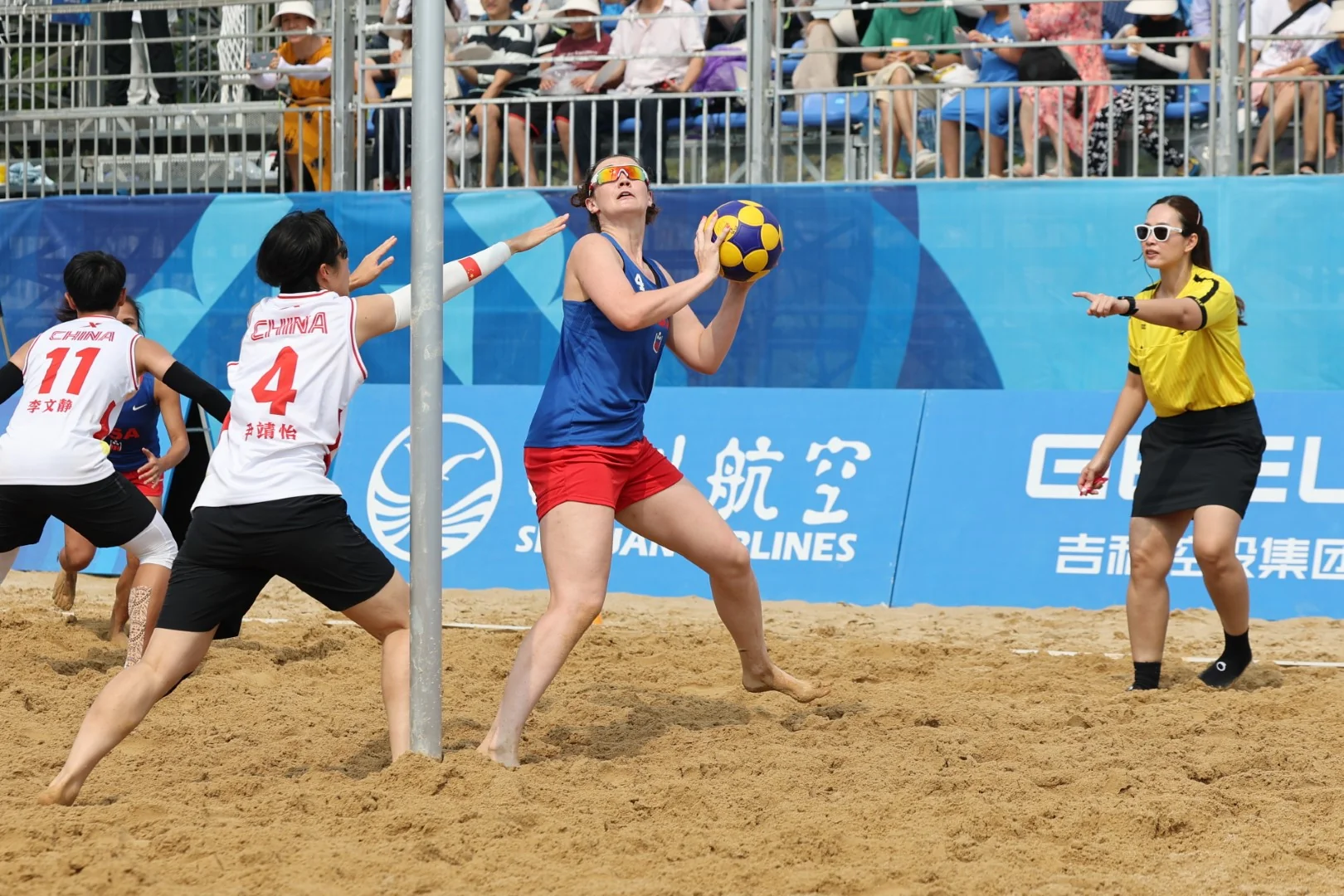 China-USA | Beach Korfball at The World Games 2025, photo by Gertrude de Vries