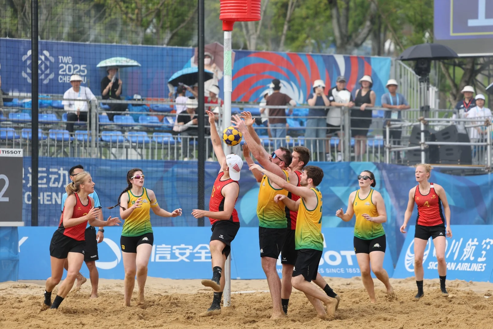 Belgium-Australia | Beach Korfball at The World Games 2025, photo by Gertrude de Vries