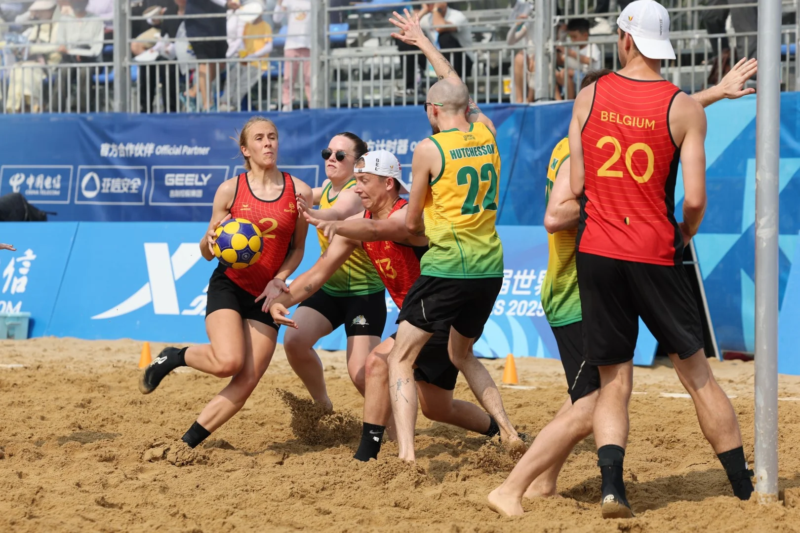 Belgium-Australia | Beach Korfball at The World Games 2025, photo by Gertrude de Vries