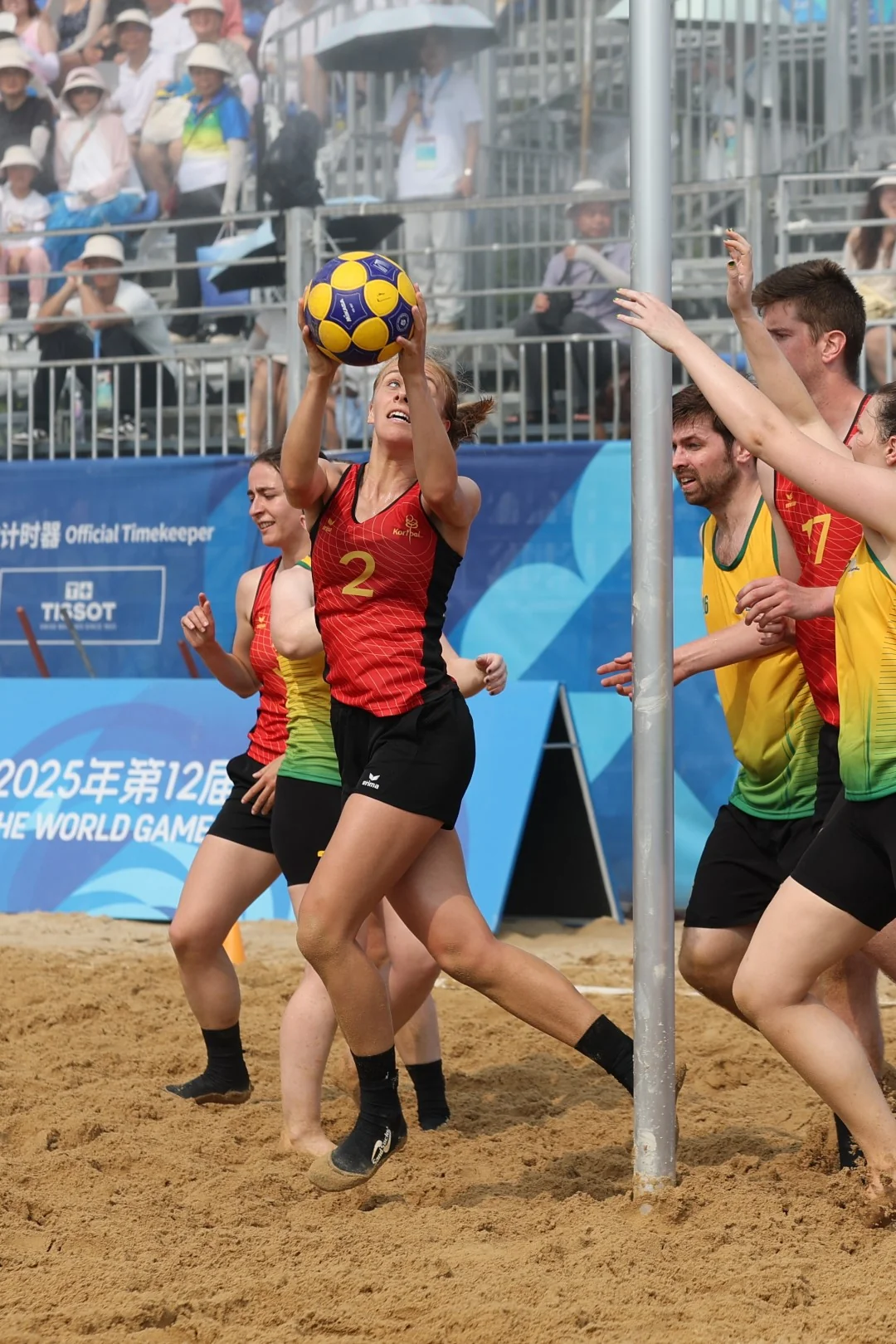 Belgium-Australia | Beach Korfball at The World Games 2025, photo by Gertrude de Vries