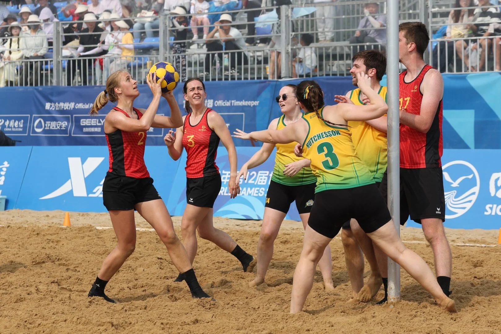 Belgium-Australia | Beach Korfball at The World Games 2025, photo by Gertrude de Vries