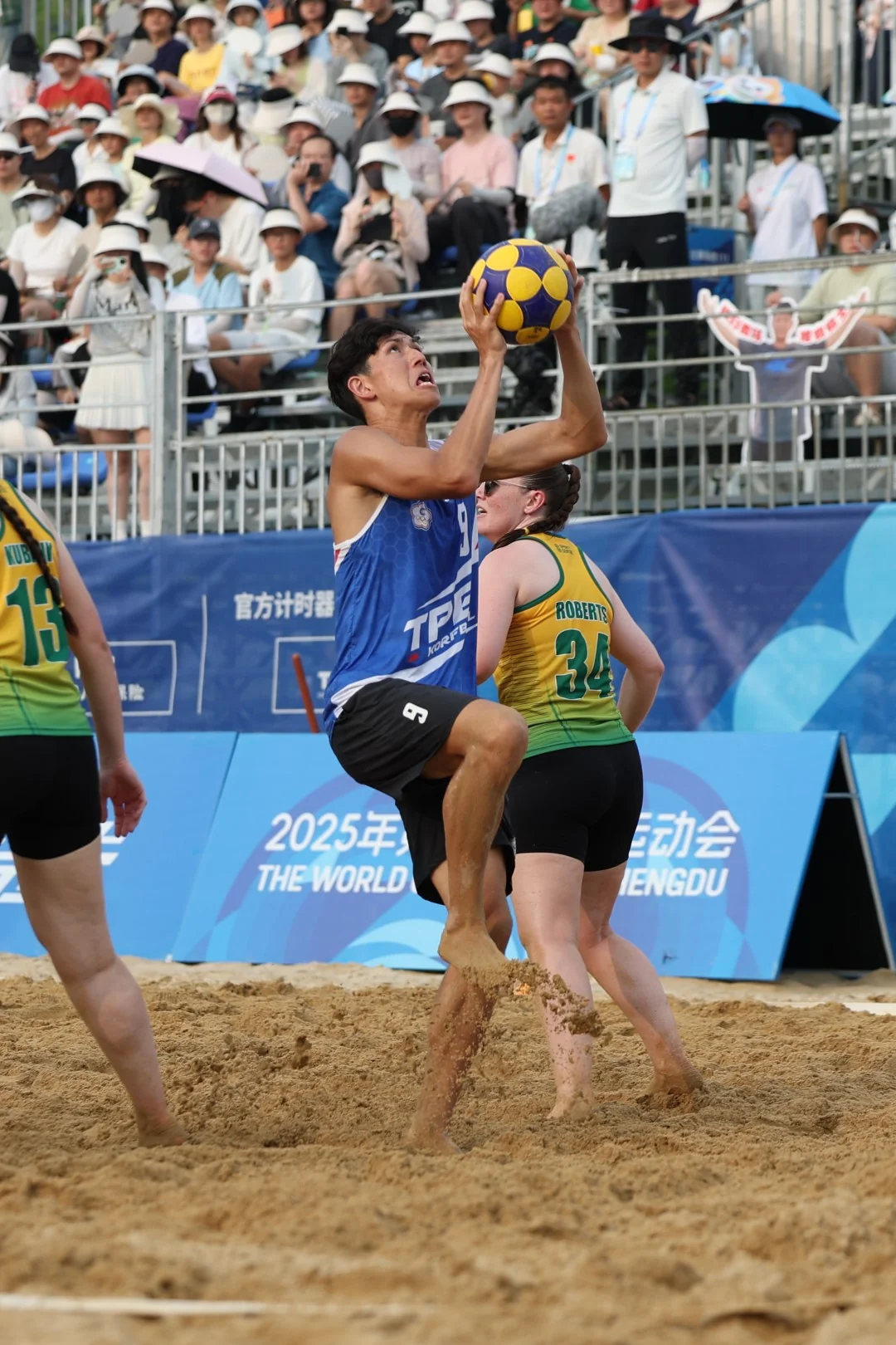 Chinese Taipei-Australia | Beach Korfball at The World Games 2025, photo by Gertrude de Vries