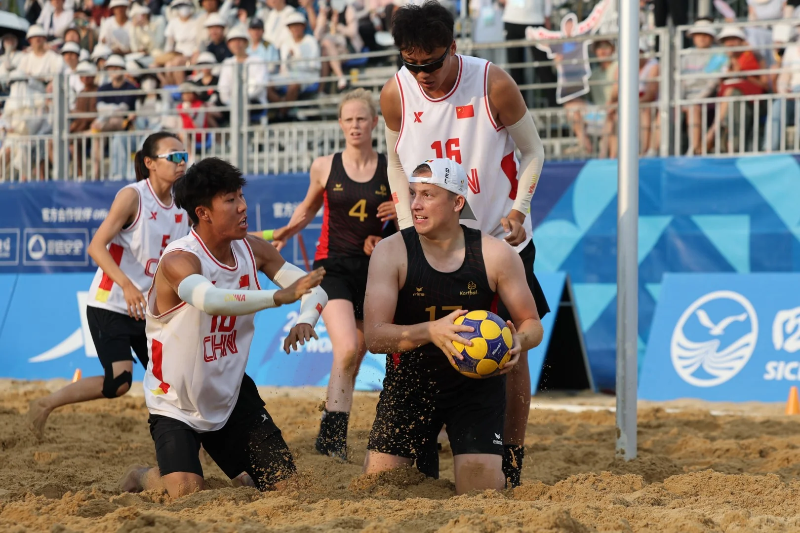 China-Belgium | Beach Korfball at The World Games 2025, photo by Gertrude de Vries