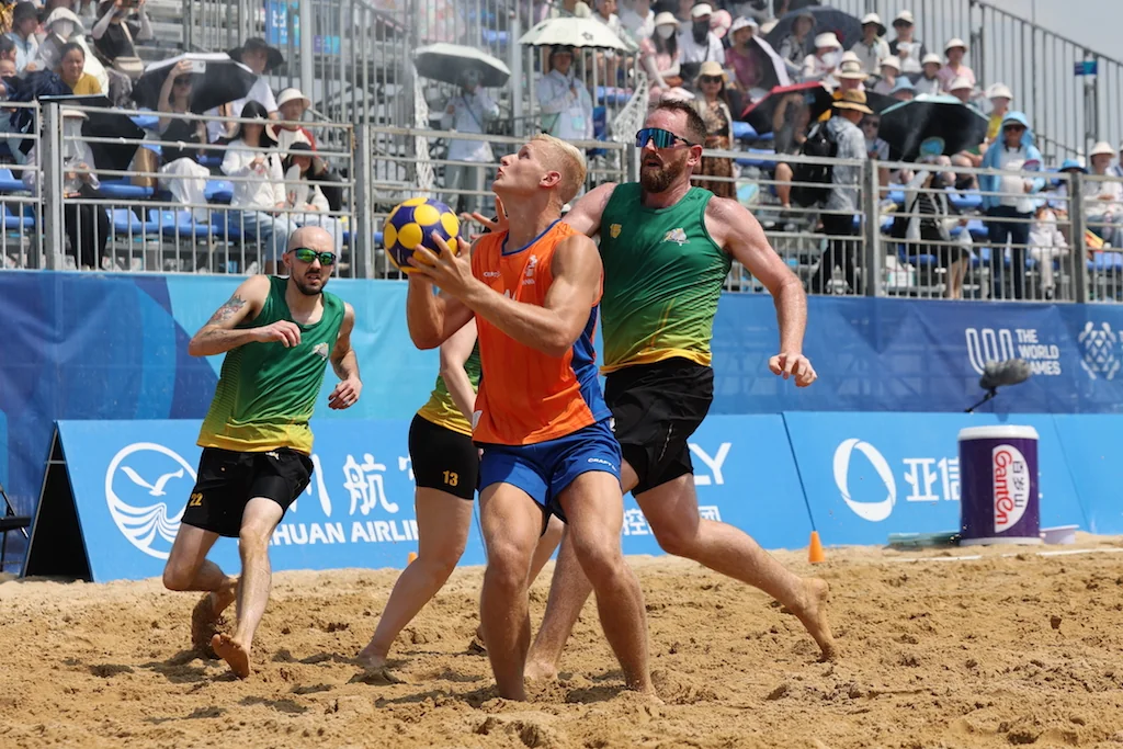 Netherlands - Australia | Beach Korfball at The World Games 2025, photo by Gertrude de Vries