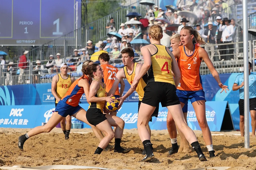 Netherlands - Belgium | Beach Korfball at The World Games 2025, photo by Gertrude de Vries