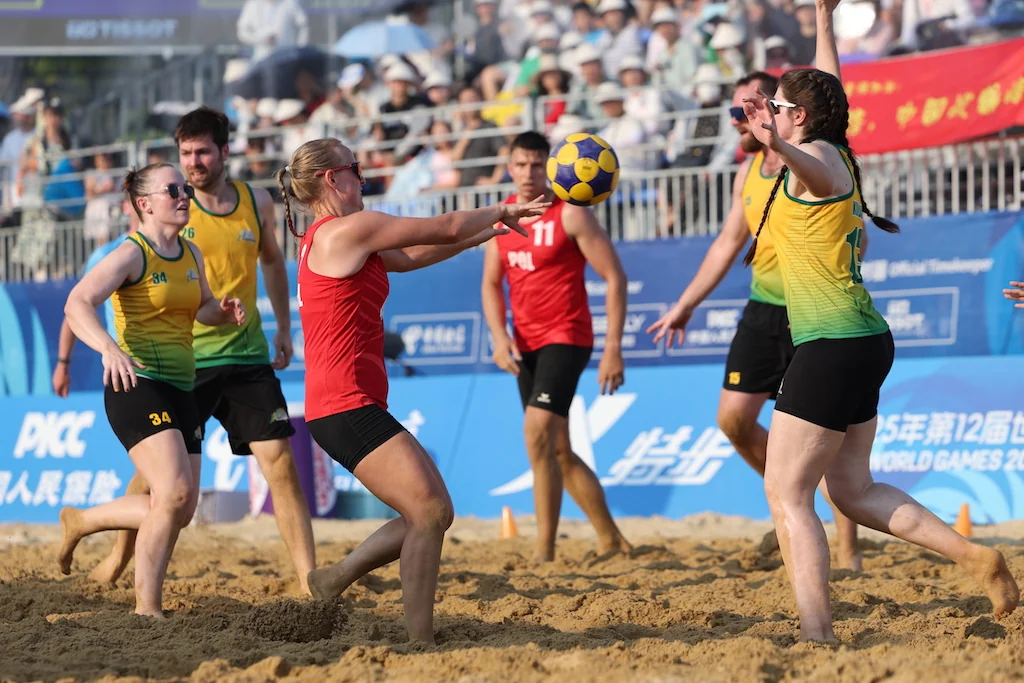 Poland - Australia | Beach Korfball at The World Games 2025, photo by Gertrude de Vries
