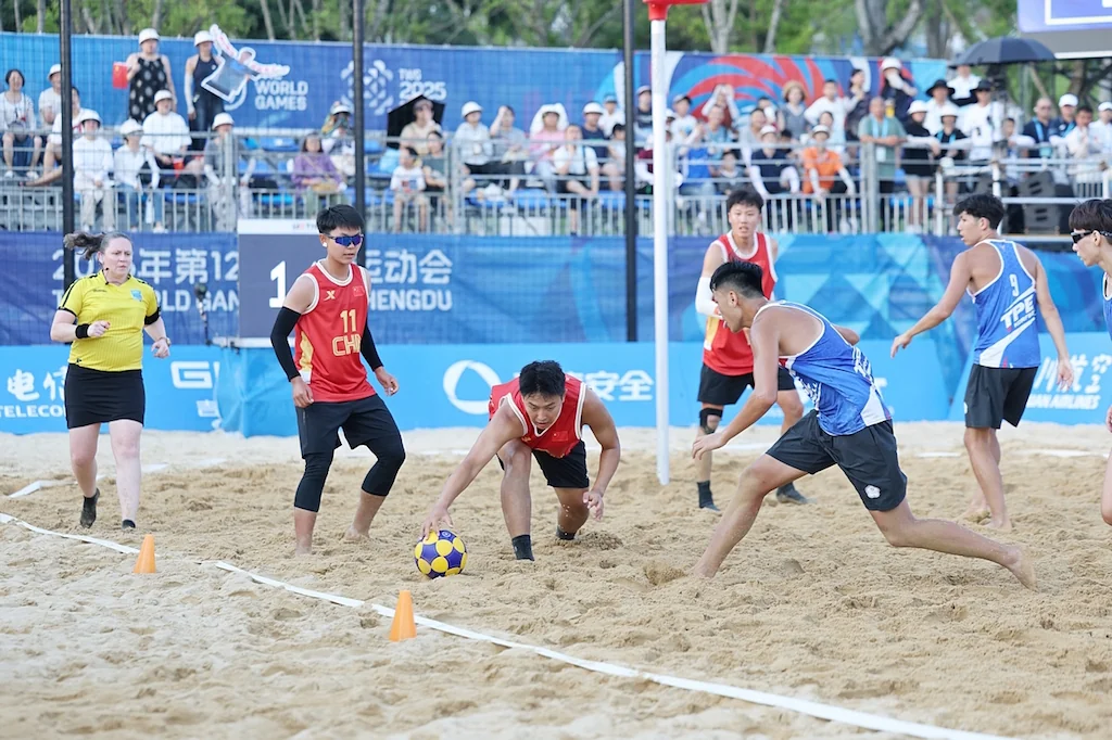 China - Chinese Taipei | Beach Korfball at The World Games 2025, photo by Gertrude de Vries