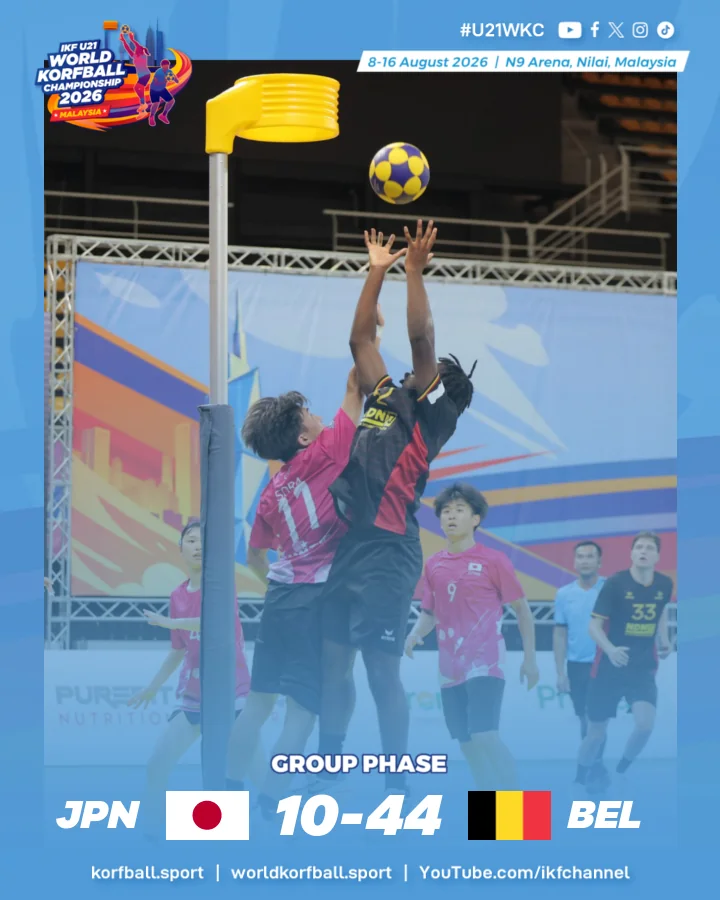 Final score, Japan - Belgium | IKF U21 World Korfball Championship 2026