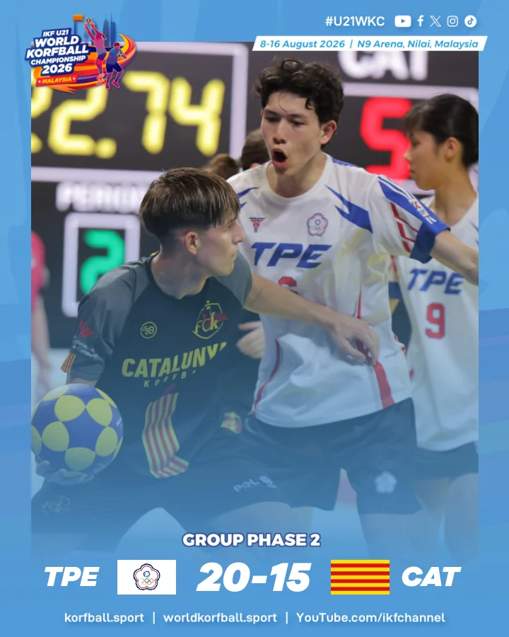 Final score, Chinese Taipei - Catalonia | IKF U21 World Korfball Championship 2026