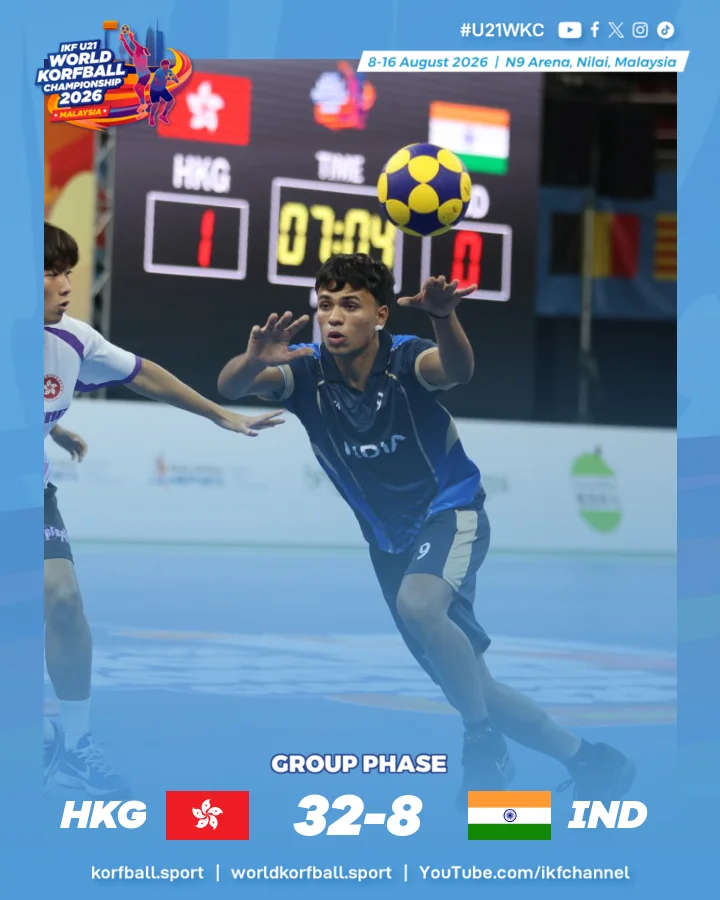 Final score, Hong Kong China - India | IKF U21 World Korfball Championship 2026