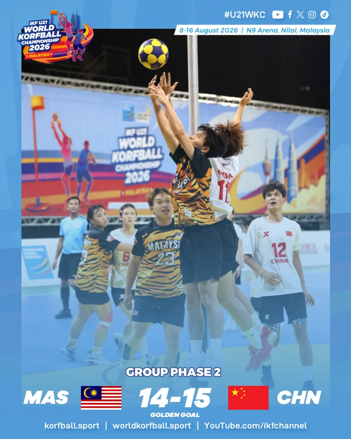 Final score, Malaysia - China | IKF U21 World Korfball Championship 2026
