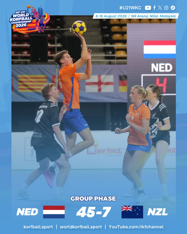 Final score, Netherlands - New Zealand | IKF U21 World Korfball Championship 2026