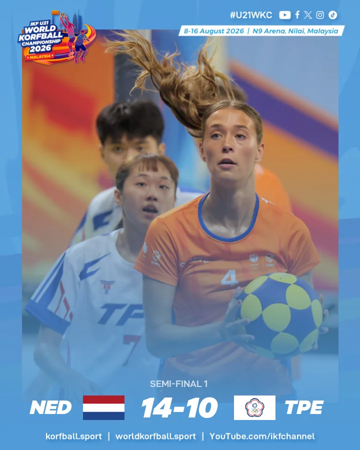 Final score, Netherlands - Chinese Taipei | IKF U21 World Korfball Championship 2026