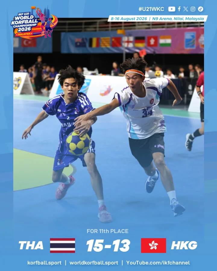 Final score, Thailand - Hong Kong China | IKF U21 World Korfball Championship 2026