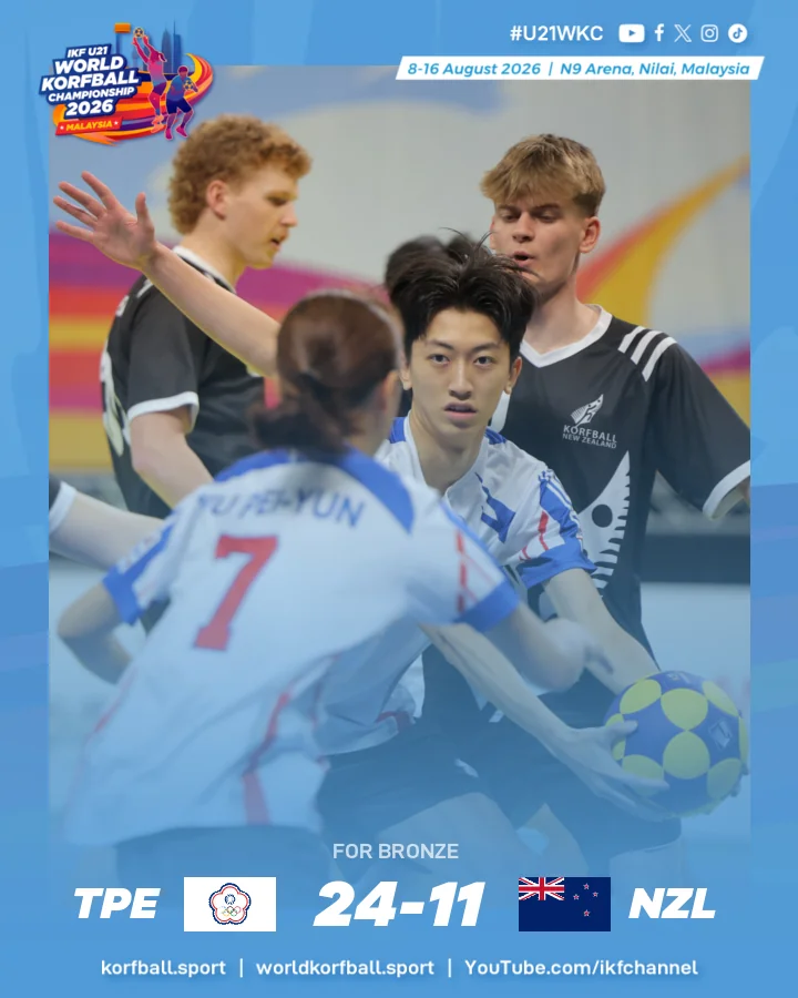 Final score, Chinese Taipei - New Zealand | IKF U21 World Korfball Championship 2026