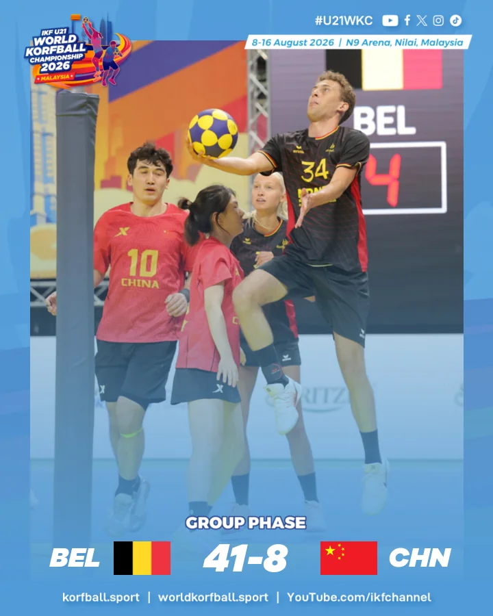 Final score, Belgium - China | IKF U21 World Korfball Championship 2026